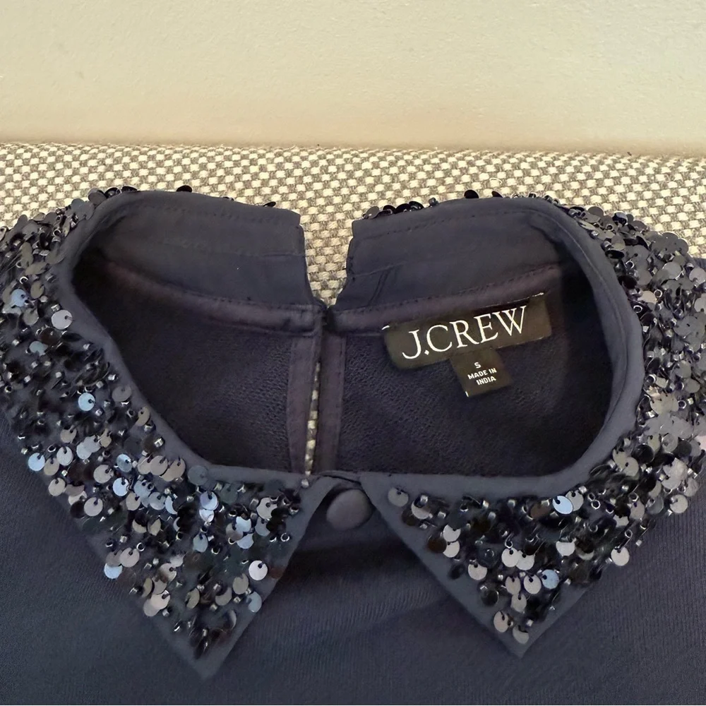 J crew Crewneck sweatshirt with crystal-embellished collar size S